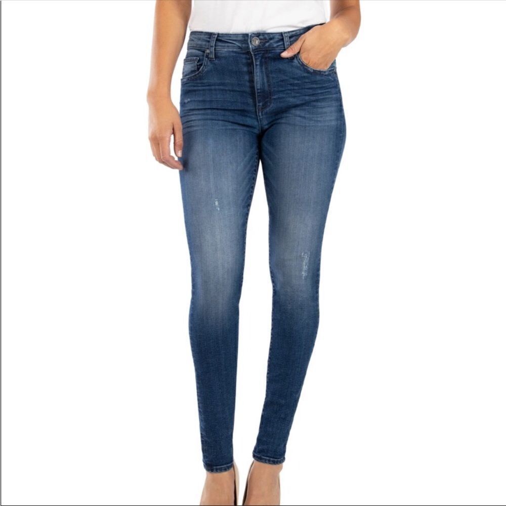 KUT 10 Skinny Ankle Donna Distressed Jeans Medium Wash